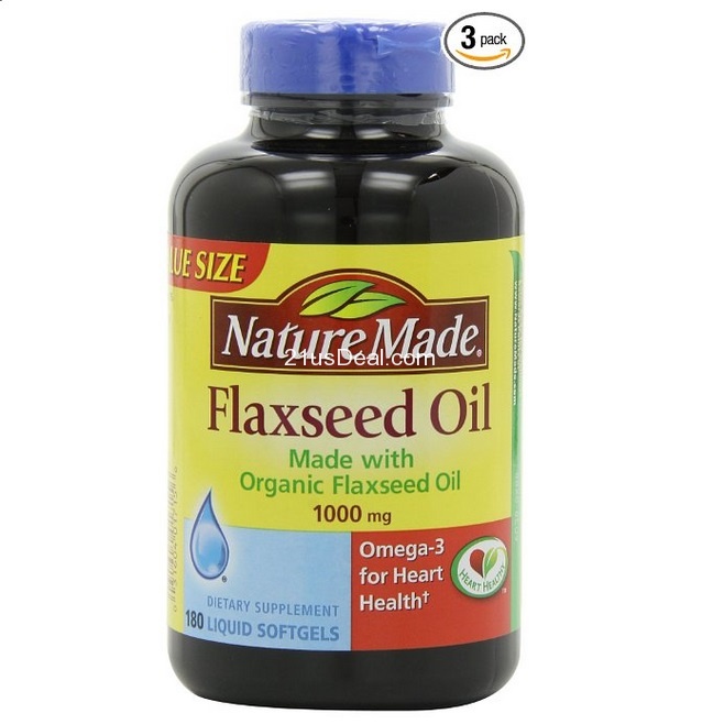 Nature Made Flaxseed Oil 1000mg, 180 Softgels, 2 for $29.57, free shipping