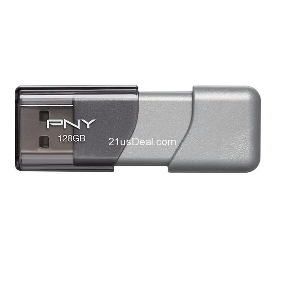 PNY - Turbo Plus 128GB USB 3.0/2.0 Flash Drive - Silver/Black, only $39.99, free shipping