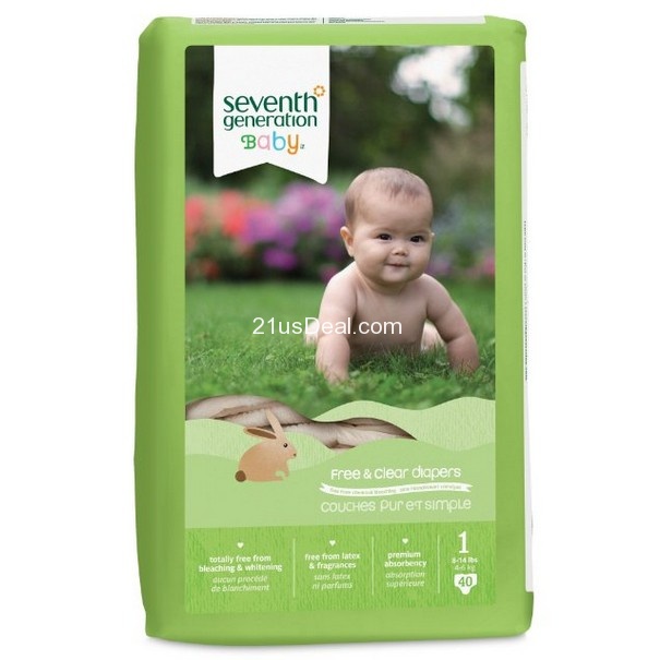 Amazon-Only $11.99 Seventh Generation Free and Clear Baby Diapers, Packaging May Vary size 1,80 count