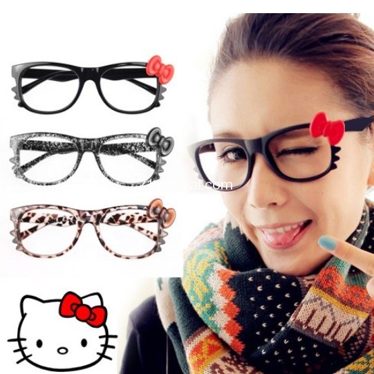 Amazon-only $3.96 Hello Kitty Frame Glasses Clear Lens in with Assorted Animal Print Bow Adorable Price,free shipping
