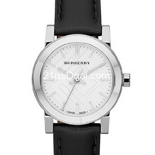 Burberry BU9206 Women's Black Leather Strap White Dial Watch $241.99(39%off)  