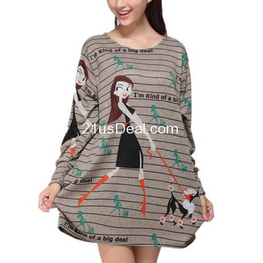 Woman Round Neck Long Sleeve Side Gather Design Loose Mini Dress $12.64 & FREE Shipping 
