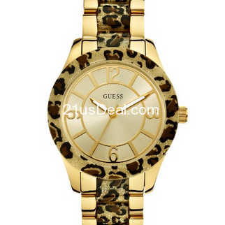 GUESS Women's U0014L2 Animal Print Gold-Tone Sport Watch  $105.03(30%off)