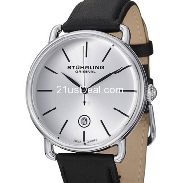 Stuhrling Original Men's 768.01 Classic Ascot Agent Swiss Quartz Date Silver Dial Watch $64.07
