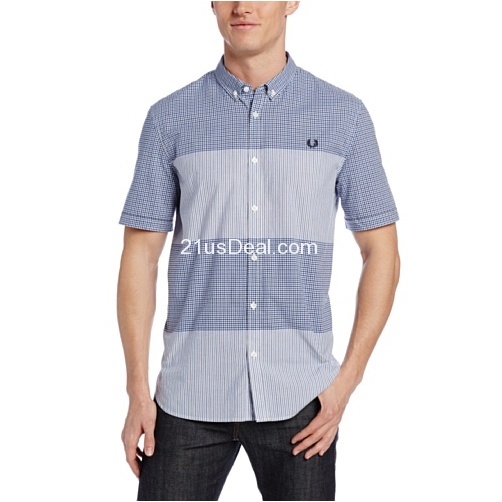 Fred Perry Men's Gingham And Stripe Short-Sleeve Shirt $42.09+free shipping