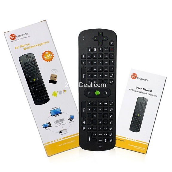TaoTronics TT-MK001 Mini 2.4G Wireless Flying Mouse Keyboard for Google Android TV $19.99