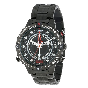 Timex Men's T2P140DH Intelligent Quartz Adventure Series Tide Temp Compass Black IP Stainless Steel Bracelet Watch $123.00+free shipping