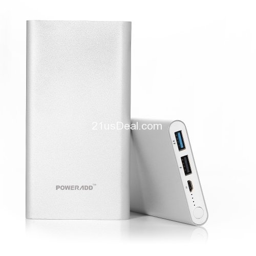Poweradd™ Pilot 2GS 10000mAh Dual USB Portable Charger Backup Battery Pack with Quick Charge and Aluminum Body Design, only $14.99