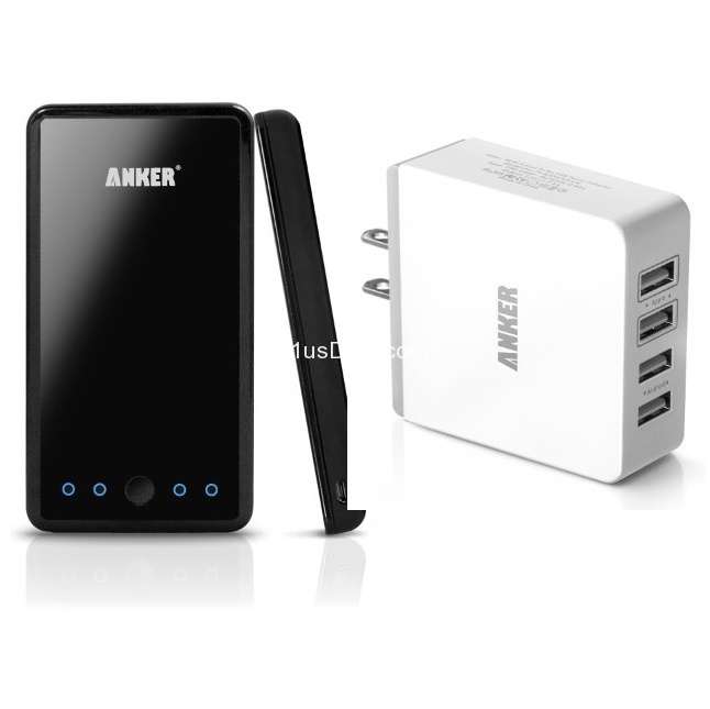 Anker  Astro 10000mAh带双USB接口充电宝 +  Anker 36W 4个USB接口充电器，使用折扣码后仅售$39.99，免运费