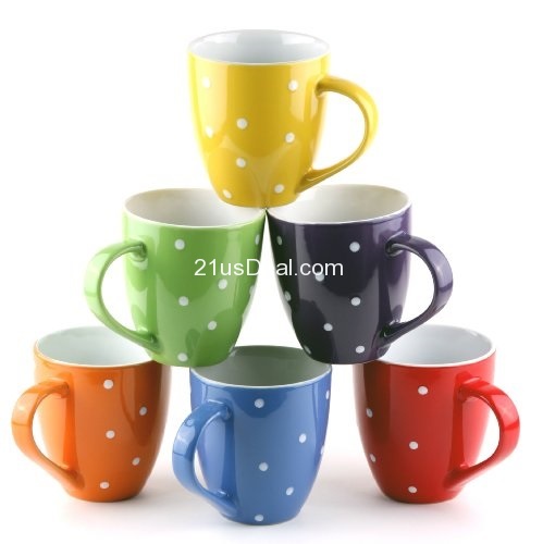 Set of 6 Large-sized 16 Ounce Ceramic Coffee Mugs, only $23.19