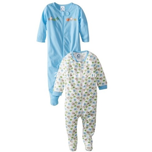 Gerber 嘉宝男宝宝包脚连体睡衣，两件装，原价$9.99，现仅售$6.00