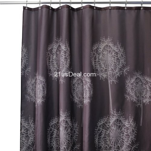InterDesign Dandelion Fabric Shower Curtain, 72 x 72, Cocoa, Only $10.53, You Save $6.46(38%)