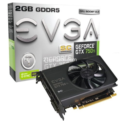 EVGA GeForce GTX 750Ti Superclock w/G-SYNC Support 2GB GDDR5 128bit, Dual-Link DVI-I, HDMI, DP 1.2 Graphics Card (02G-P4-3753-KR), only $119.99 e, free shipping