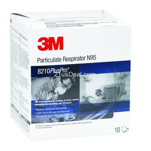 3M Particulate Respirator 8210PlusPro, N95 (Pack of 10), only $10.74