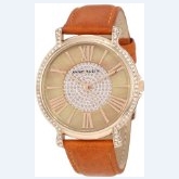 Anne Klein Women's AK/1068RGHY Accented Rose Gold Tone Honey Leather Strap Watch $43 FREE Shipping