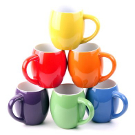 Set of 6 Colorful 14oz Small-mouth Ceramic Coffee Mugs $9.99