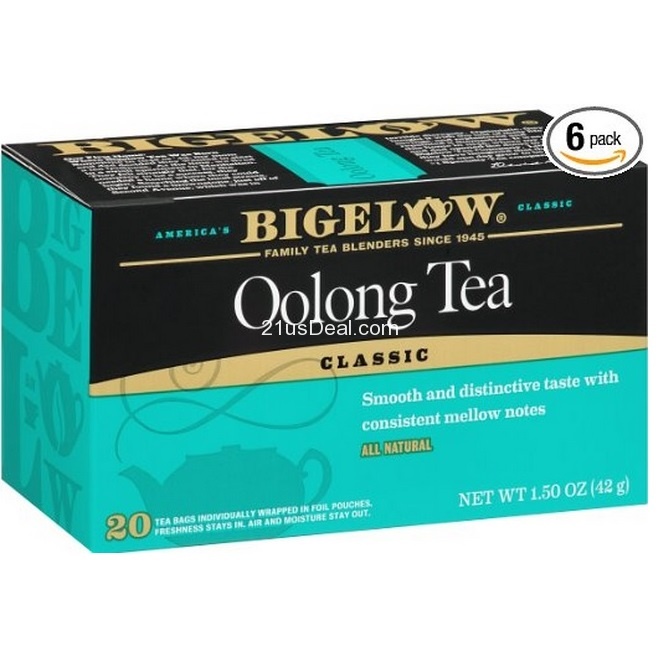 Bigelow 碧萝中国乌龙茶，20包/盒，共6盒，原价$19.20，现仅售$15.80，免运费.多种茶包可选