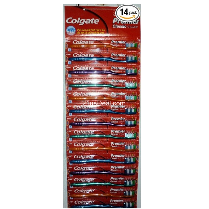 Amazon-Only $12.58 Colgate Toothbrush Premier Classic Clean Medium (Card of 14)