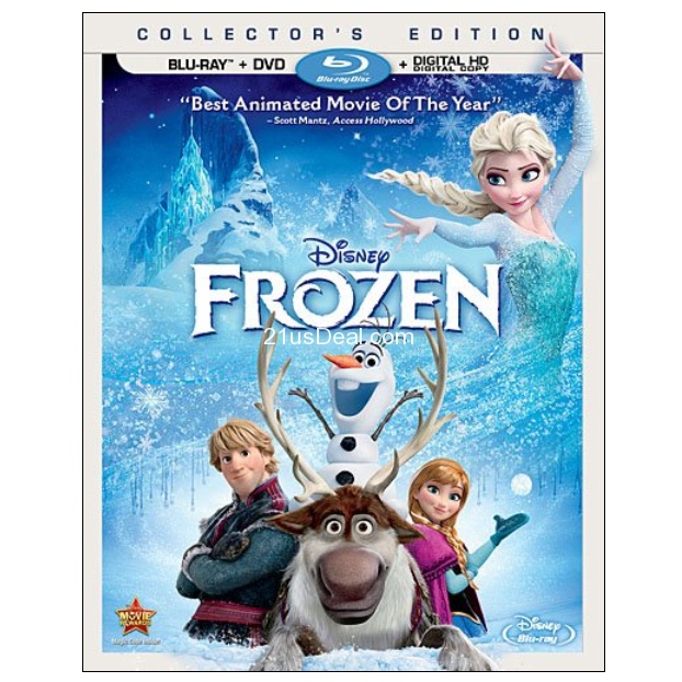 奥斯卡最佳动画片！Frozen冰雪奇缘 蓝光DVD 只要$13