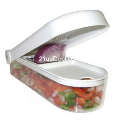 Kitchen BasicsÂ® Fruit and Vegetable Chopper / Swift Salad Cutter Wizard / Dice, Slice and Chop Fruits, Onions, Tomatoes, Peppers, Carrots, Potatoes, Squash, etc. / Includes Two Dicer Sizes + 1 Mandolin Slicer $11.95(60%off)