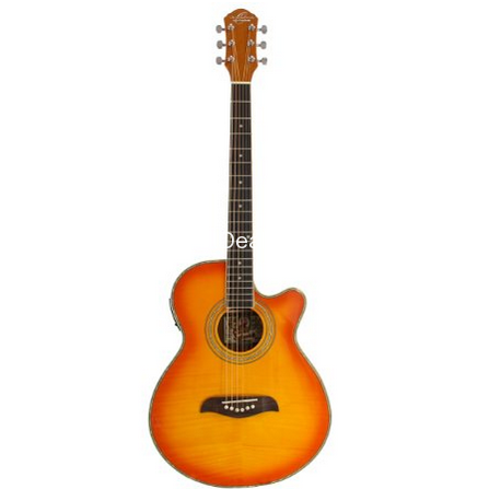 Oscar Schmidt OG10CE Concert-Size Cutaway Acoustic-Electric Guitar - Flame Yellow Sunburst  $97.24(71%off)  & FREE Shipping
