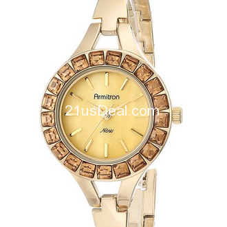Armitron Women's 75/5169CMGP Light Topaz Swarovski Crystal Accented Gold-Tone Bangle Watch $29.99(60%off) 