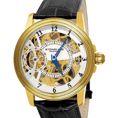 Stuhrling Original斯圖靈 228.3335K2 男士黑色經典鏤空機械腕錶  原價$995 特價$194.98(80%off)包郵 八折后僅$155.98