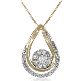 10k Yellow Gold Diamond (1/4cttw, H-I Color, I1-I2 Clarity) Cluster Pendant Necklace, 18