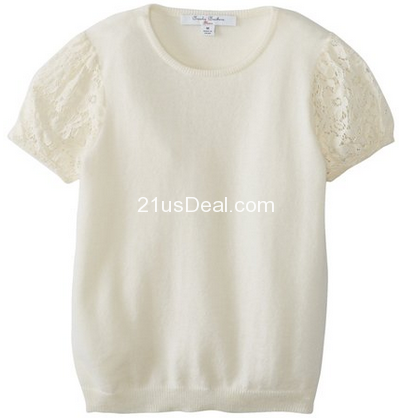 Brooks Brothers Girls 7-16 Short Sleeve Lace Cap Cashmere Sweater  $24.00 (80%off) 