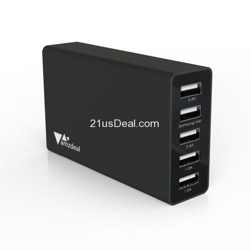 白菜！Amzdeal 40W 5V/8A 5接口USB桌面充电插座，原价$49.99，现使用折扣码后仅售$16.99