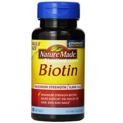 Nature Made Maximum Strength Biotin Value Size Liquid Softgel, 5000 mcg, 120 Count, only $8.69, free shipping after using SS