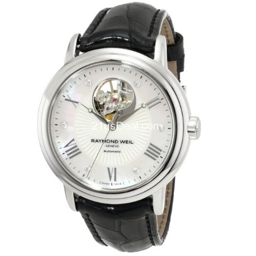 史低價！Raymond Weil雷蒙威2827-L1-00966 Maestro經典大師系列鏤空鑲鑽女士手錶，原價$2,250.00，現僅售$1,176.88，免運費