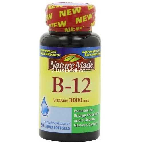 Nature Made Vitamin B-12 Softgels, 3000 Mcg, 60 Count, only  $5.57, free shipping