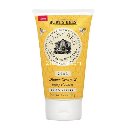 Burt's Bees 小蜜蜂 Cream To Powder 婴儿护臀膏爽身粉二合一液态爽身粉，4oz，原价$9.99，现点击coupon后仅售$5.36，免运费