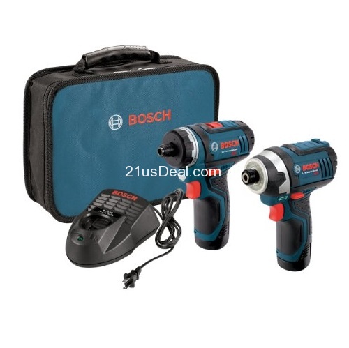 Bosch CLPK27-120 12-Volt Max Lithium-Ion 2-Tool Combo Kit (Drill/Driver and Impact Driver) with 2 Batteries, Charger and Case, only $89.00