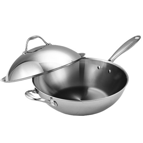 Cooks Standard Multi-Ply Clad Stainless-Steel 13-Inch Wok with Dome Lid, only $52.19, free shipping