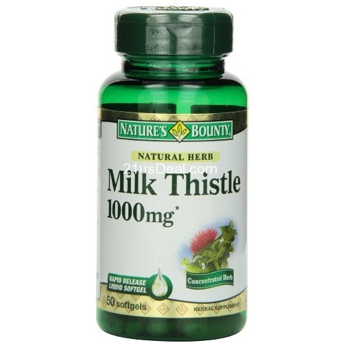 Nature's Bounty Milk Thistle 1000mg Softgels, 50 Count Bottle, only $5.17, free shipping