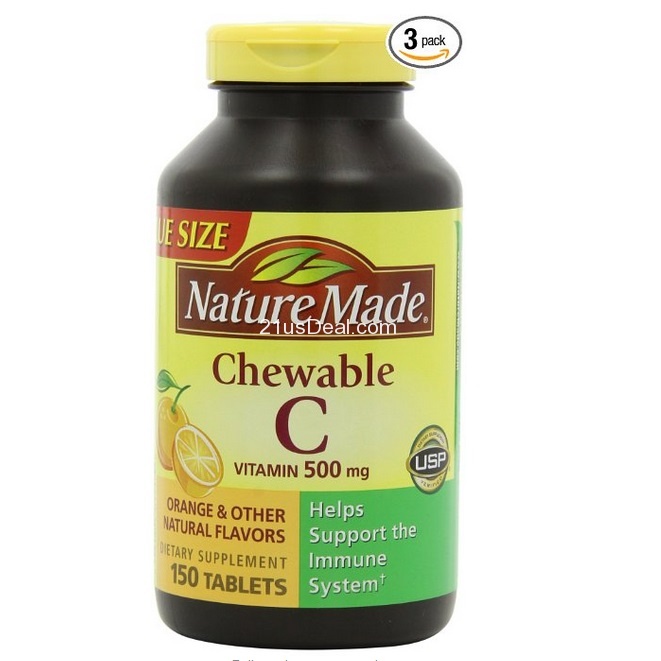 Nature Made Chewable Vitamin C 500mg, 150 tablets *3, only $24.22, free shipping