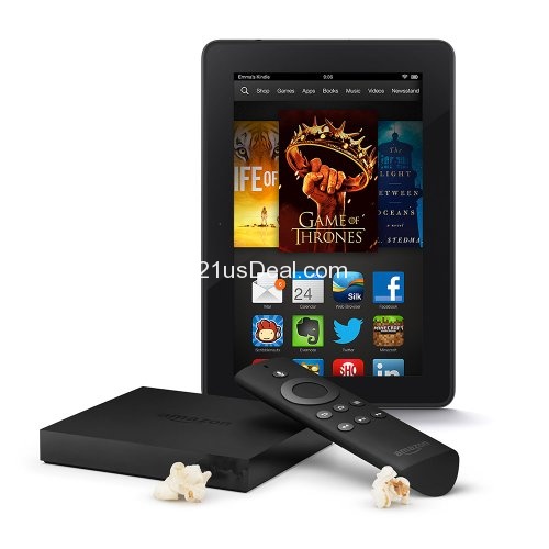 Amazon 亚马逊 Fire TV + Kindle Fire HDX 7寸 16GB版 捆绑套装，原价$328.00，现仅售$249.00，免运费