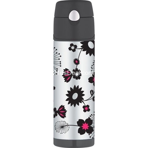 Thermos Stainless Steel Hydration Bottle, 18-Ounce, Pop of Pink, only $14.99