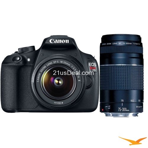 Canon EOS Rebel T5 18MP DSLR Camera w/ 18-55mm & 75-300mm Lens Kit Includes Camera and Lenses, only $549.00, free shipping