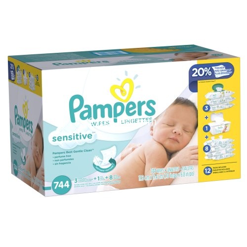 史低价！Pampers帮宝适敏感型宝宝湿巾（744片装），原价$23.21，现仅售$17.07，免运费