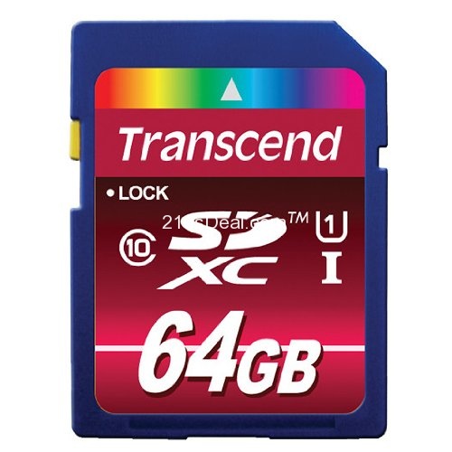 Transcend 64 GB High Speed Class 10 UHS Flash Memory Card TS64GSDXC10U1 80/40 MB/s, only $28.95