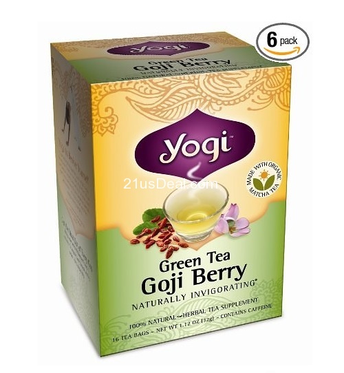 瘦身纖體有機瑜伽茶Yogi Goji Berry Green Tea，16包/盒，共6盒，現僅售$17.04，免運費