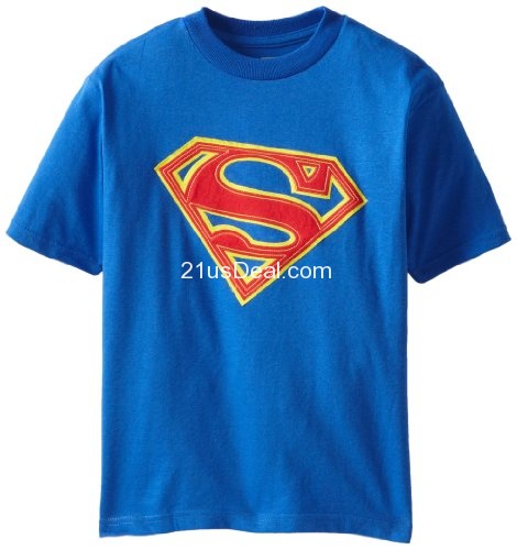 让你家的宝宝变身小超人吧！DC Comics大男孩8-20超人logo t恤，只要$4