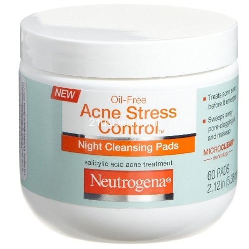 Neutrogena Oil-Free Acne Stress Control Night Cleansing Pads with Maximum-Strength Salicylic Acid Acne Medicine, 60 ct., only $6.97