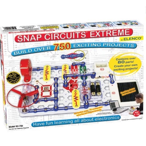 Elenco Snap Circuits Extreme SC-750 Electronics Exploration Kit | Over 750 Projects | Full Color Project Manual | 80+ Snap Circuits PartsFor Kids 8+, only	$84.00, free shipping