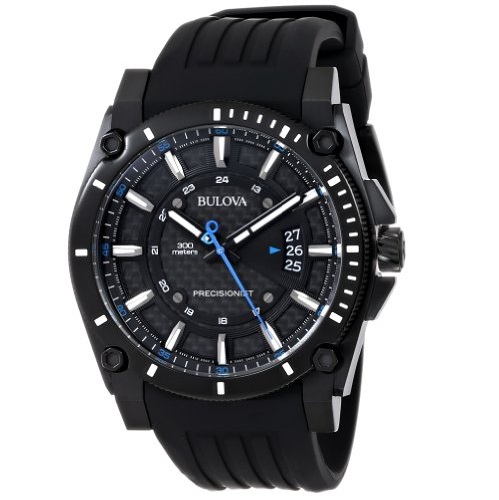 Bulova Men's 98B142 Precisionist Black Dial Rubber Strap Watch, only $170.99, free shipping