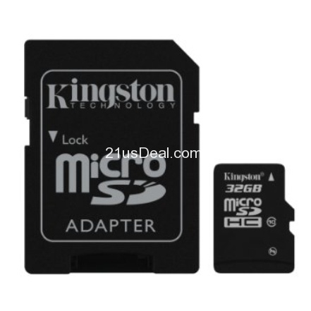 Amazon-Only $15.99 Kingston Digital 32 GB microSD Class 10 UHS-1 Memory Card 30MB/s with Adapter (SDC10/32GBET)