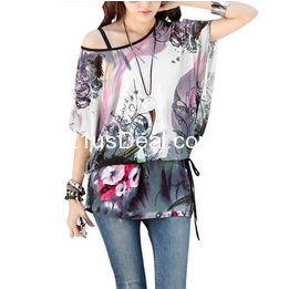 Allegra K Women's Batwing Sleeve Floral Semi Sheer Pullover Tunic   $8.04 + Free Shipping 